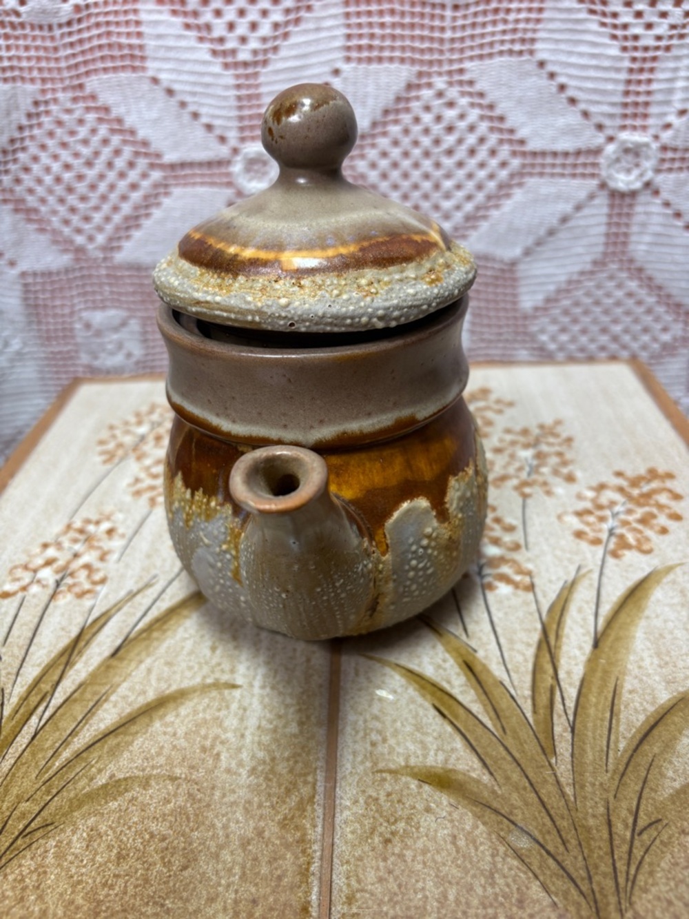 Vintage Stoneware Teapot | Tundra Canada Drip Glaze - Picture 3 of 10
